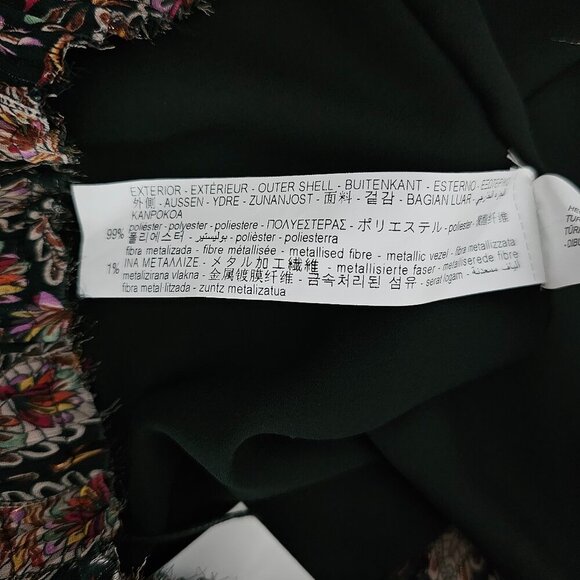 ZARA New Paisley Floral Print Metallic Boho Tiered Full Black Midi Skirt - Picture 11 of 13